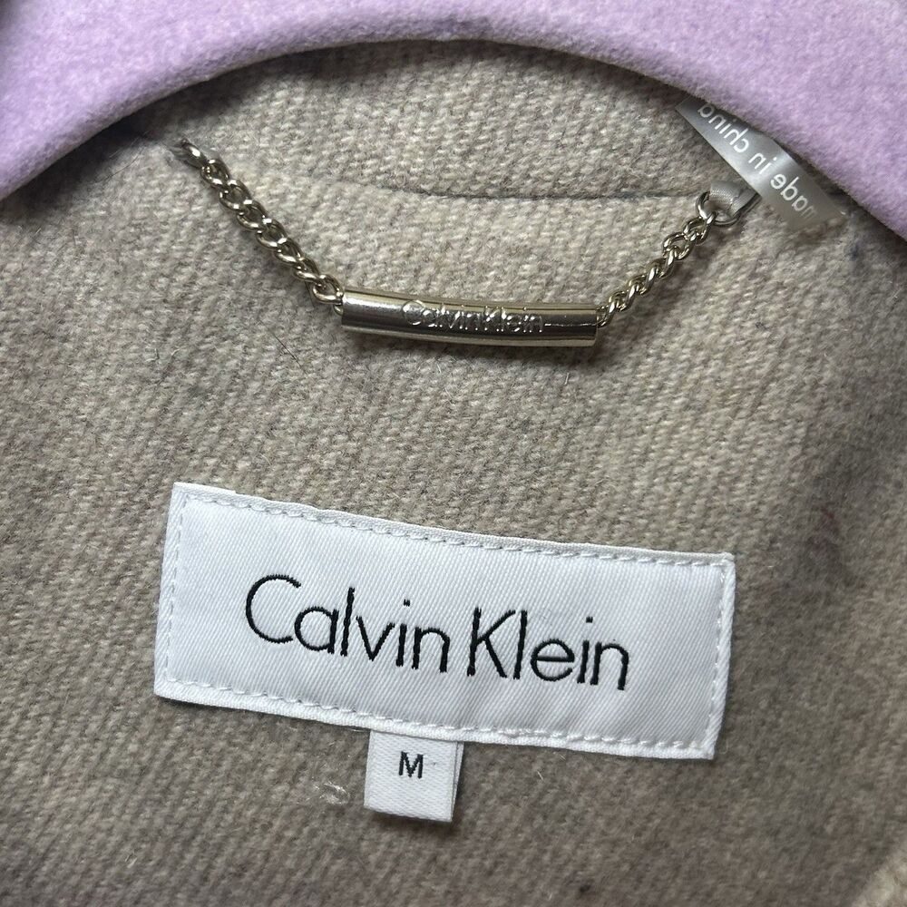 Calvin Klein Womens Wool Blend Belted Tan Wrap Coat Size Medium - Picture 3 of 11
